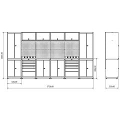 3.7 Metre Modüler Çalışma Tezgahı İE.36.18.31