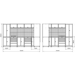 3.2m x 2.6m Modüler Köşe Çalışma Tezgahı İE.36.18.81