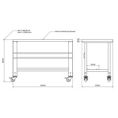 Yüksekliği Ayarlanabilir, Tekerlekli Çalışma Masası (W1200) IE-2511-1205