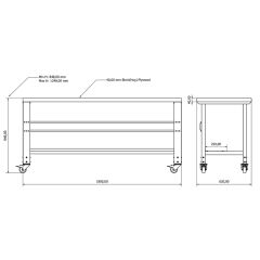 Yüksekliği Ayarlanabilir, Tekerlekli Çalışma Masası (W1800) IE-2511-1805